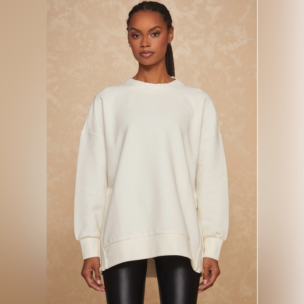 NEW Noli ISABEL RIBBED PULLOVER cream white top sweater s